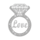 Crystal Love Diamond Ring Bridal Rhinestone C-Sequin Iron on Transfer