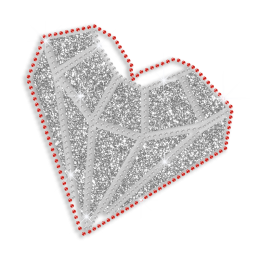 Custom Heart Diamond Iron-on Rhinestone Glitter Transfer