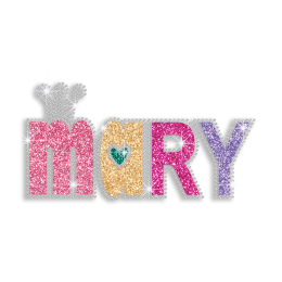 Colorful Mary Iron-on Glitter Rhinestone Transfer