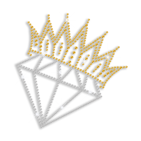 Crystal Diamond Crown Bridal Iron-on Rhinestone Transfer
