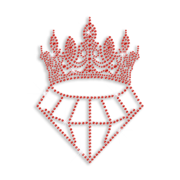 Ruby Wedding Diamond with Crown Iron on Rhinestone Transfer