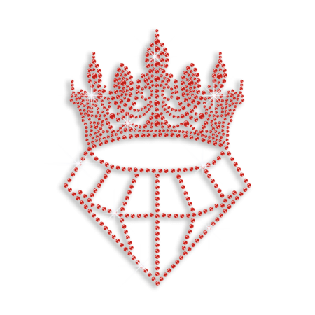 Ruby Wedding Diamond with Crown Iron on Rhinestone Transfer