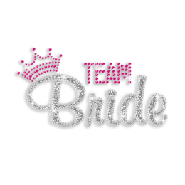 Pretty Team Bride in Crown Wedding Iron-on Rhinestone Transfers