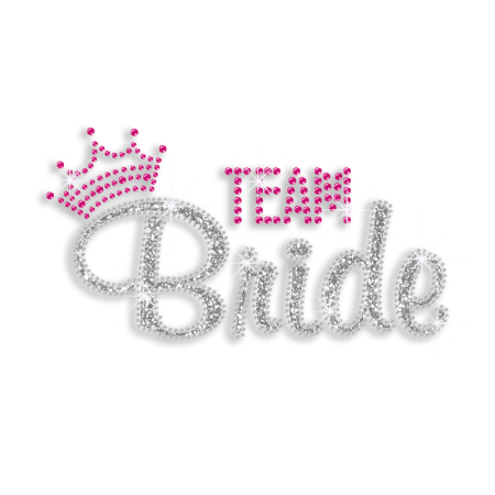 Pretty Team Bride in Crown Wedding Iron-on Rhinestone Transfers