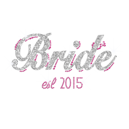 Classic Bride est 2015 Iron-on Transfer of Rhinestone & Glitter