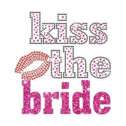 Kiss the Bride Iron on Rhinestone Glitter Transfer Design