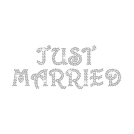 Just Married Iron on Bling Motif