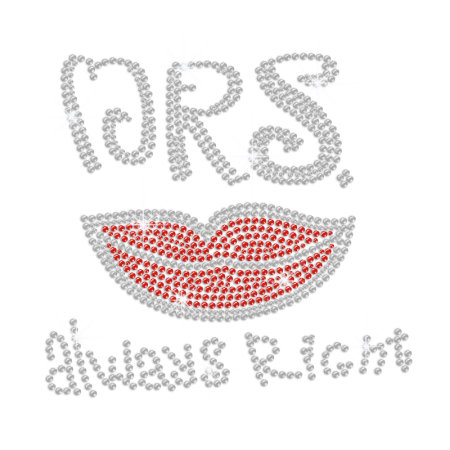 Mrs. Always Right Iron on Rhinestone Transfer Decal