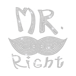 Crystal Mr. Right Iron on Rhinestone Transfer Motif