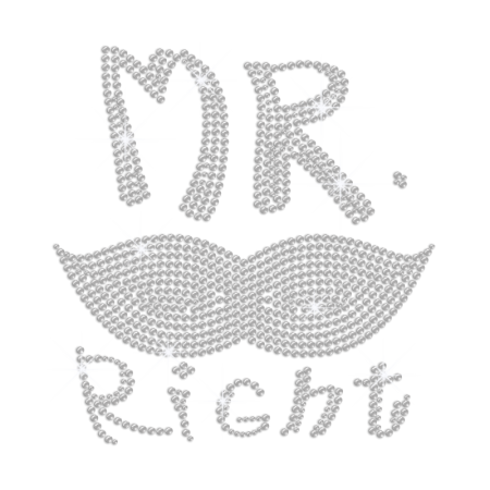 Crystal Mr. Right Iron on Rhinestone Transfer Motif