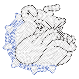 Bulldog Head Iron on Rhinestone Motif for Clothing