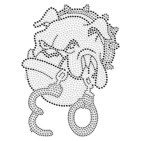 Bulldog Head with Handcuffs Hot-fix Crystal Design