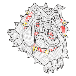 Ferocious Bulldog Iron on Rhinestone Motif for T Shirt