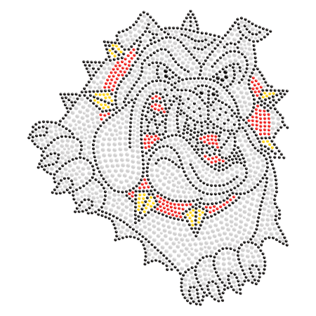 Ferocious Bulldog Iron on Rhinestone Motif for T Shirt