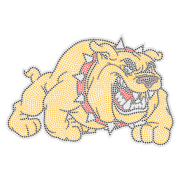 Fighting Gold Bulldog Iron on Strass Transfer