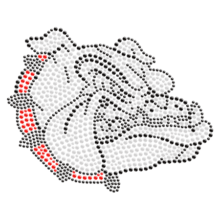 Red-Collar Bulldog Head Crystal Iron on Transfer