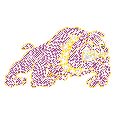 Purple Crystal Bulldog Hot-fix Motif For t shirt