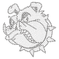 Bulldog Head Outline Crystal Iron on Motif