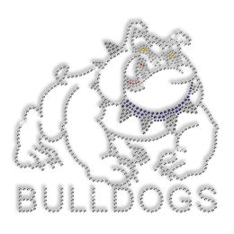 Custom Sparkling Pure Crystal Bulldogs Rhinestone Iron on Transfer Design for Shirts