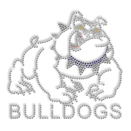 Custom Sparkling Pure Crystal Bulldogs Rhinestone Iron on Transfer Design for Shirts