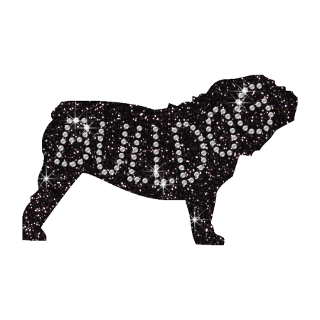 Cool Black Silhouette of Bulldog Hotfix Bling Motif