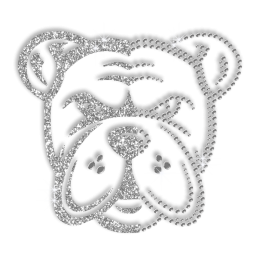 Crystal Bulldog Head Iron on Rhinestone and Glitter Motif