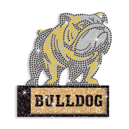 Bling Bulldog Standing Iron on Glitter Rhinestone Transfer