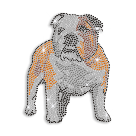 Custom Spotty Bulldog Iron on Rhinestone Transfer