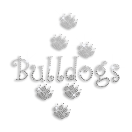 Custom Bulldog Paw Prints Iron on Rhinestone Transfer