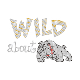 Cute Wild about Bulldog Iron on Rhinestone Transfer