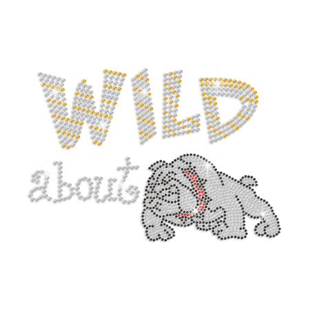 Cute Wild about Bulldog Iron on Rhinestone Transfer