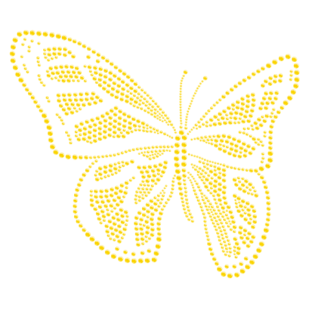 Golden Iron on Butterfly Rhinestone Transfer for Clothing