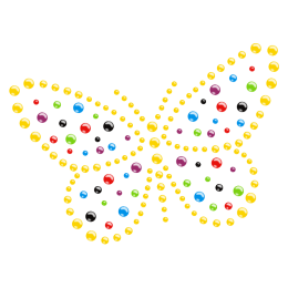 Colorful Crystal Butterfly design Hotfix Rhinestone Pattern