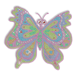 Butterfly Colorful Rhinestone Iron on Pattern