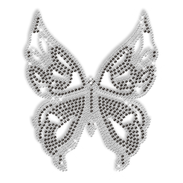 Black n White Rhinestone Iron on Butterfly Motif