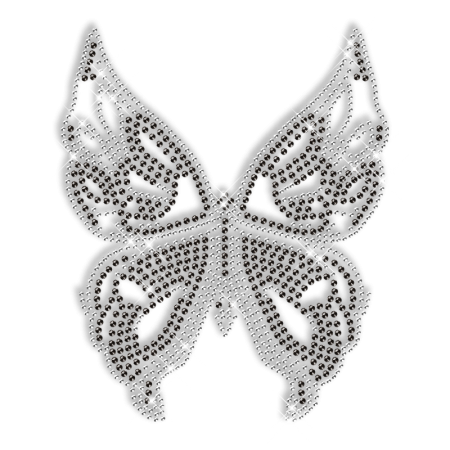 Black n White Rhinestone Iron on Butterfly Motif