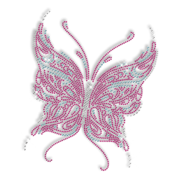 Hot Pink Rhinestone Butterfly Hot fix Pattern