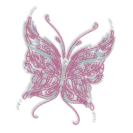 Hot Pink Rhinestone Butterfly Hot fix Pattern