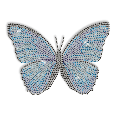 Custom Best Sparkling Blue Butterfly Korean Rhinestone Iron on Transfer Design for Shirts