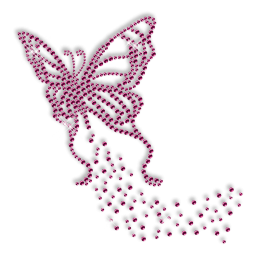 Custom Best Sparkling Pure Pink Romantic Butterfly Diamante Iron on Transfer Design for Shirts