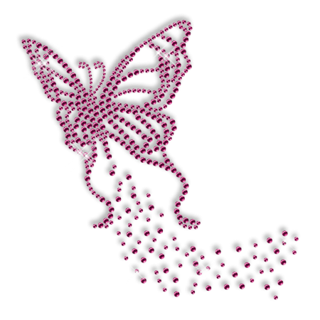 Custom Best Sparkling Pure Pink Romantic Butterfly Diamante Iron on Transfer Design for Shirts