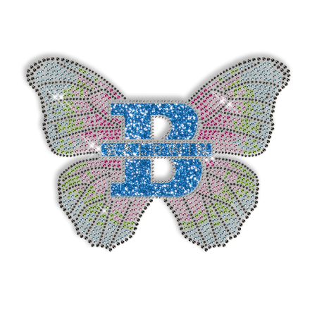 Custom Best Sparkle Colorful BALDWIN Butterfly Korean Rhinestone Iron on Transfer Design for Shirts