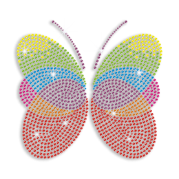 Colorful Butterfly Iron on Rhinestone Transfer