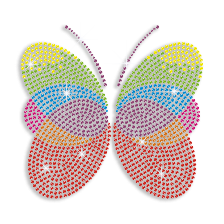 Colorful Butterfly Iron on Rhinestone Transfer