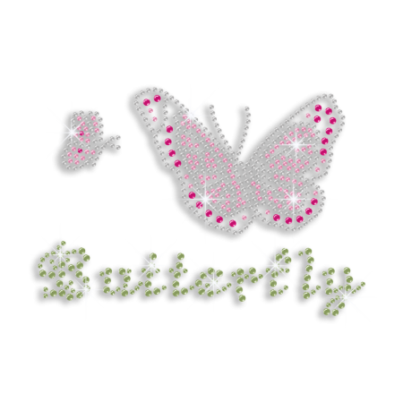 Pretty Pink Butterflies Iron on Rhinestone Transfer