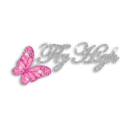 Pretty Butterflies Fly High Glitter Rhinestud Iron on Transfer Motif