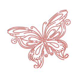 Pretty Red Butterfly Iron-on Rhinestone Transfer