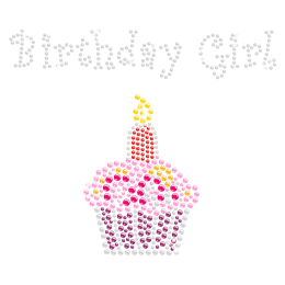 Colorful Birthday Girl Rhinestone Motif