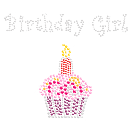 Colorful Birthday Girl Rhinestone Motif