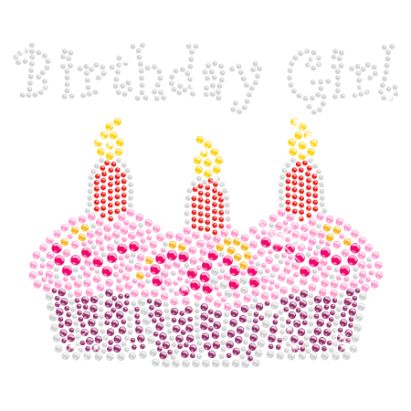 Rhinestone Three Cupcake Birthday Hot-fix Image